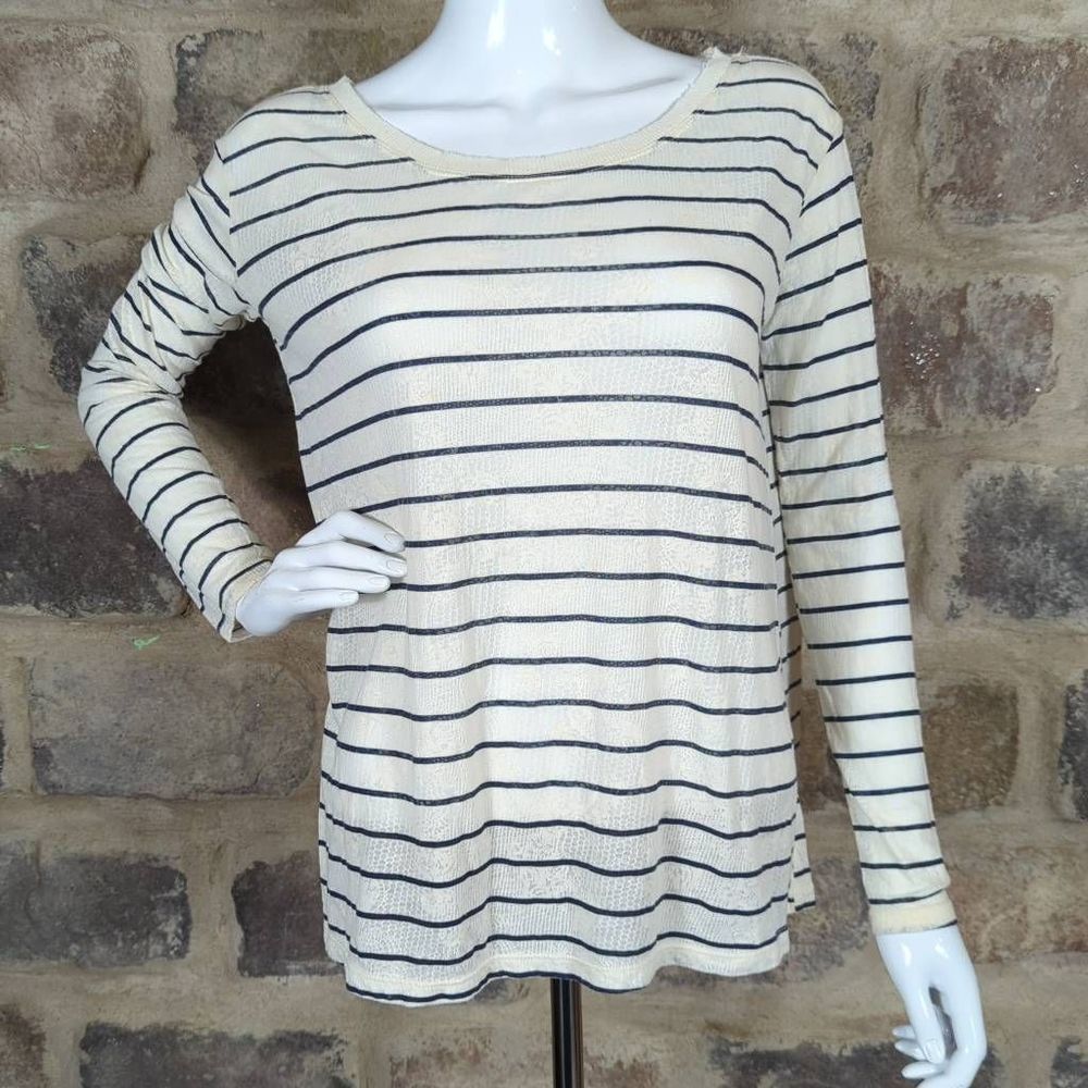 We the free Breton striped burnout floral lightweight shirt woman's size small